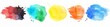 Four vibrant colors of paint - red, blue, yellow, and green - displayed on a clean white background