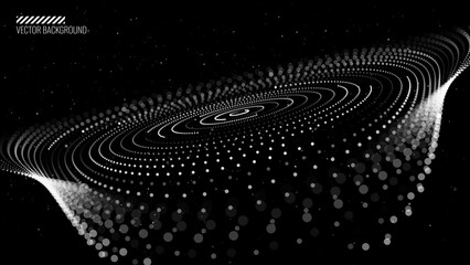 Leinwandbilder - Abstract Black Hole Background. Concentric Circle Rings Vortex in Space. Universe and Starry Concept. Minimal Art Style Vector Space Illustration.