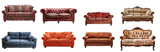 Fototapeta  - set of couches and sofas - vintage style furniture isolated