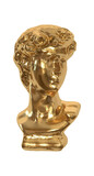 Fototapeta Panele - Gold Statue of the head of David. Golden David sculpture. Realistic 3d design isolated on white background. Vector illustration