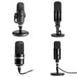 Vocal microphones for podcasting and singing - four pack isolated on transparent png background