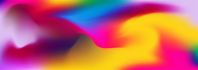 Poster - Bright colorful holographic background. Abstract colored liquid gradient creative banner. Blurred soft blend color multicolor gradient minimalist background. Vector illustration.