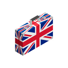 Retro suitcase from UK. British flag on travel suitcase