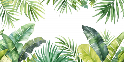 Wall Mural - Close-up nature view of palm and monstera and fern leaves background. Lying down, gloomy nature concept, tropical leaves. leaf pattern wallpaper