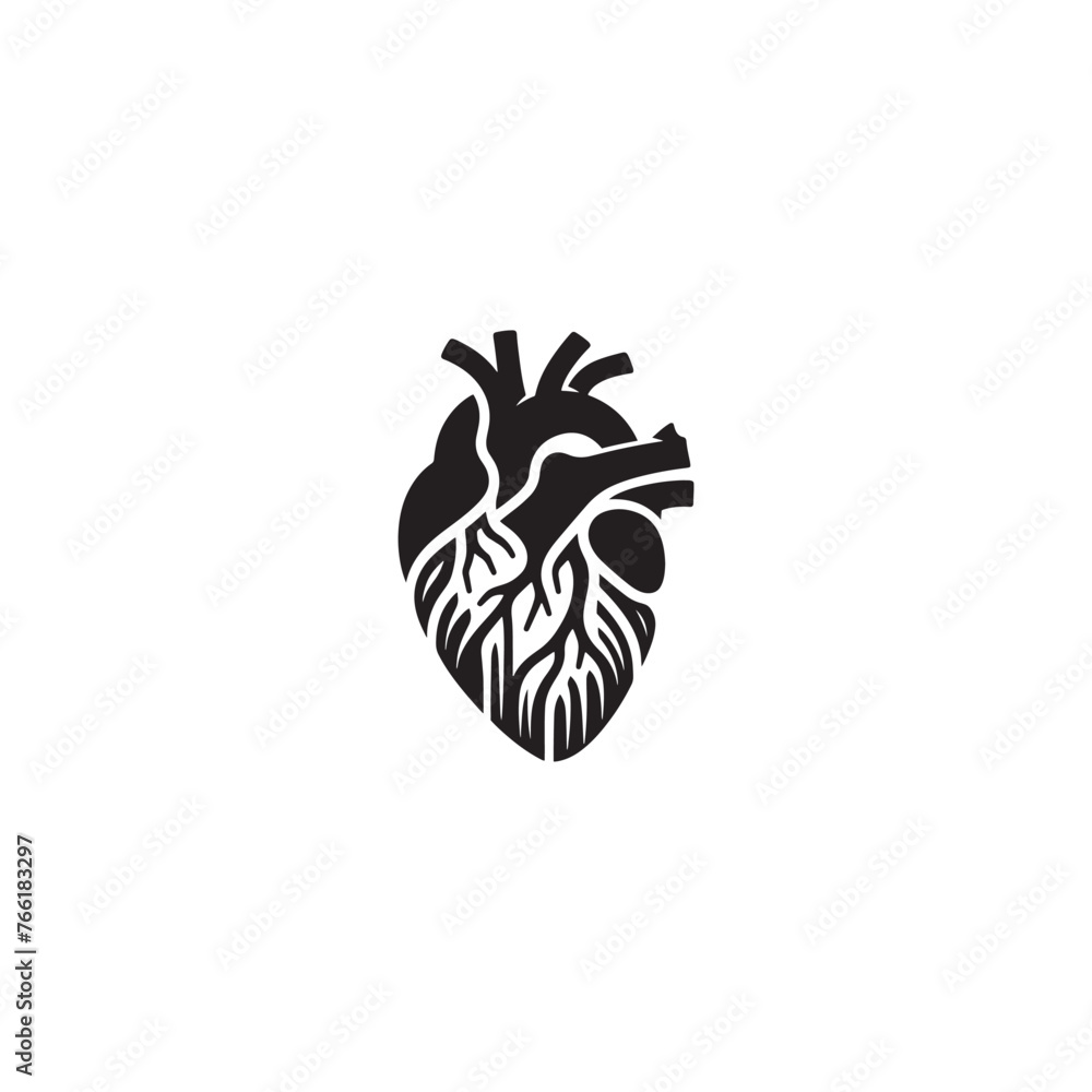 Human Heart Silhouette Vector: Anatomical Symbol of Life, Love, and ...