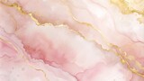 Fototapeta Las - Abstract watercolor paint background with soft pastel pink and gold lines