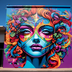 Wall Mural - A vibrant street art mural. 