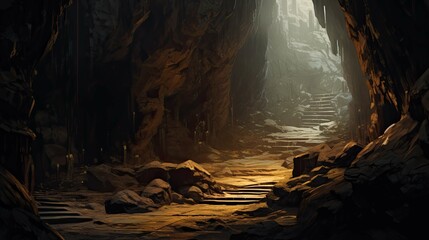 cave in the cave. ai generated art illustration.