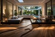 Interior of modern wood floor at luxury house