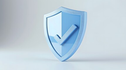 Wall Mural - cartoon 3d icon safety shield check mark perspective . blue symbol security safety icon. checkmark i