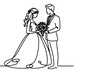 © Sone - One continuous single drawing black line art doodle wedding couple bride and groom outlne vector illustration on white background