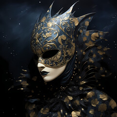 Poster - Mysterious masked figure in a moonlit masquerade.