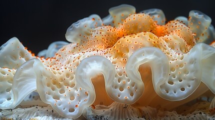 Wall Mural -  a close up of a sea anemone that is white and has orange speckles on the top of it.