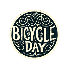 Sticker - Bicycle day is a fun and creative way to celebrate the joy of cycling. A round design with a black and white font that reads 