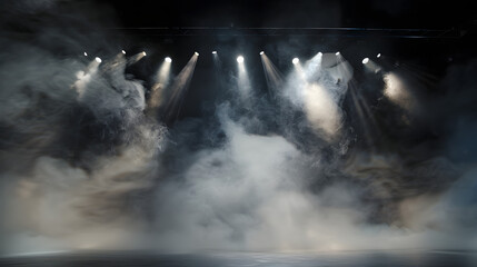 Wall Mural - concert stage fog effect, black background