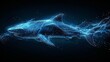 Shark abstracted into a starry sky using points, lines, and shapes in the shape of planets, stars, and the universe. Modern animal concept.