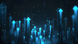 © jex - Abstract background with blue glowing arrows pointing upwards, representing growth and progress in technology or digital marketing. Abstract digital artwork with copy space.