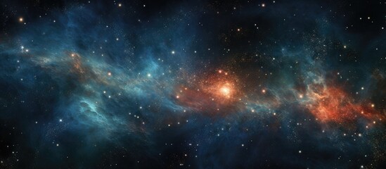 Wall Mural - astronomers discovered a galaxy filled with countless stars, glowing in electric blue hues against t
