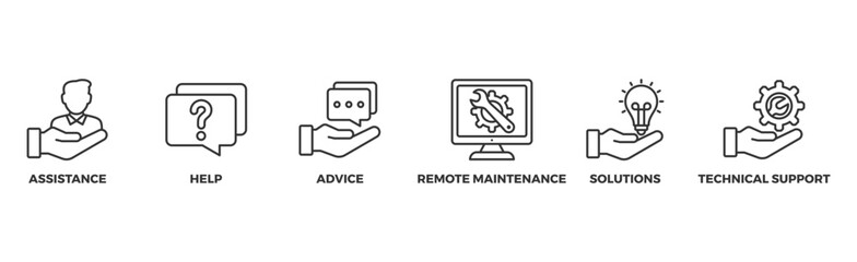 IT Expert banner web icon vector illustration concept with icon of assistance, help, advice, remote maintenance, solutions and technical support
