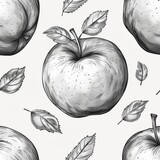 Fototapeta  - Drawing with black and white sketch apples