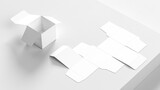 Fototapeta Przestrzenne - Cube box mock up isolated on white background. Product packaging box mock up. 3D illustration.