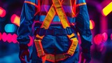 Fototapeta Do akwarium - Detailed capture of neon safety apparel with contrasting straps