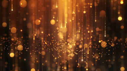 abstract background with Dark blue and gold particle. Golden light shine particles bokeh. golden lights. Defocused bright gold bokeh lights on a dark background. Festive abstract bokeh light.