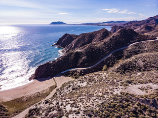 Wall Mural - Sea coast landscape in Murcia Spain. Aerial view