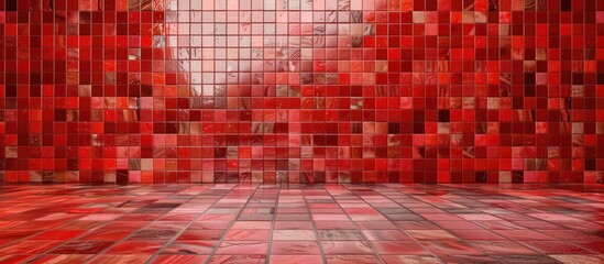 Sticker - The room features a red brick wall with intricate brickwork and a wooden flooring, creating a symmetrical pattern of tints and shades