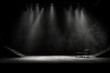 Dark black background, minimalist stage design style