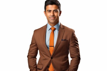 Wall Mural - Man in Brown Suit and Orange Tie