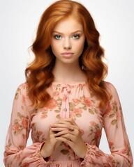 Poster - Woman With Long Red Hair Posing