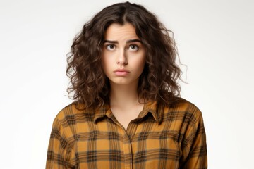 Sticker - Curly-Haired Woman in Plaid Shirt