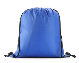 Wall Mural - One blue drawstring bag isolated on white