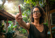 © Creative Valley - 50-Year-Old Brazilian Woman Using Imaginary Screen, Realistic Photo
