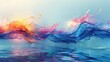 A Colorful of Nostalgic feeling, house music, sound waves water blue white background