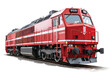 Modern diesel railway locomotive with great power and strength for moving long and heavy railroad train. 3d rendering.
