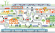 © scusi - Stadtübersicht mit Verkehr und Häusern, Information illustration