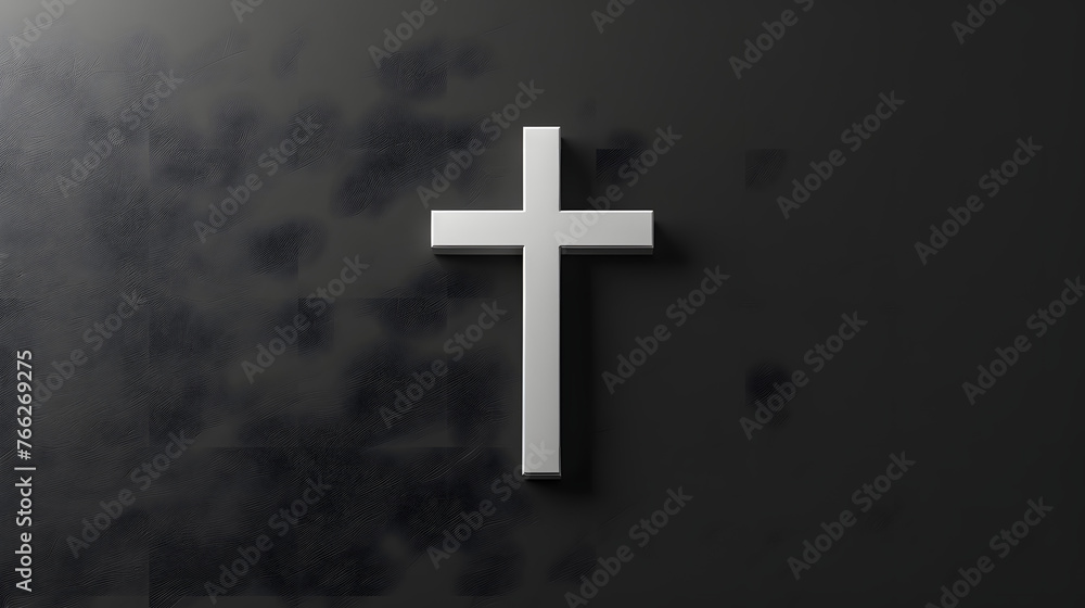 black background with a white cross,