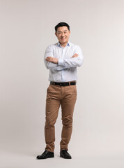 Poster - Full length portrait of happy man on light background