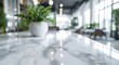© AIGen - Elegant Blurred Interior with White Marble Tabletop: Busy and Inspiring Workplace Scene