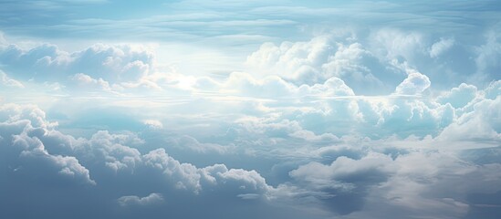 Wall Mural - a commercial aircraft flying gracefully in the vast blue sky with clouds in the background