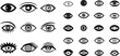 Black pictogram of eyesight or looking eye line icons