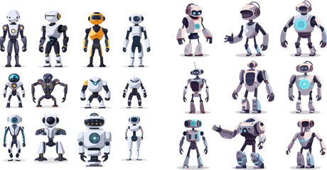 Cartoon robot evolution, digital bot characters development