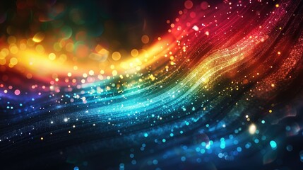 Wall Mural - a colorful abstract background with rainbow colored swirls of sparkles on a dark background