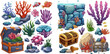 Underwater pets, goldfish or guppy vector illustration set
