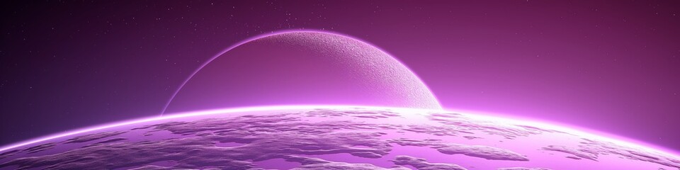 Wall Mural - Planet image, unreal galaxy image purple background with space for design