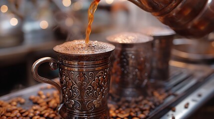 Sticker - the process of making coffee in Turkish style