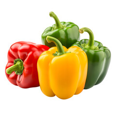 Fresh vegetables Red, Yellow, Green Peppers isolated on transparent background Generative Ai