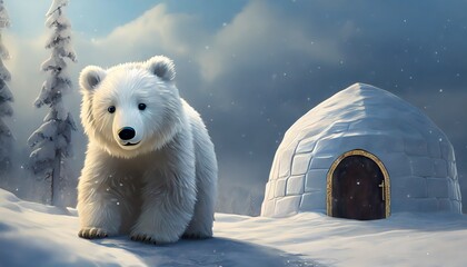 Wall Mural - polar bear in the snow